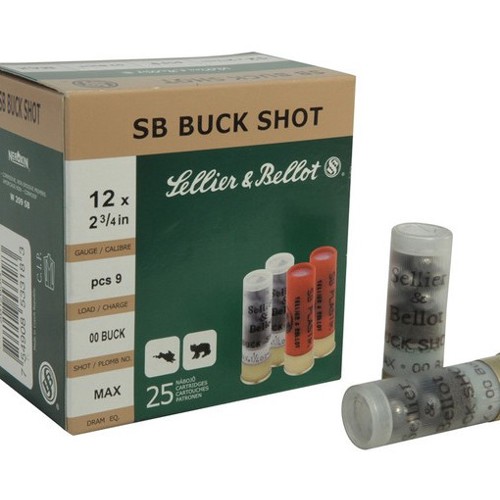 SELLIER BELLOT 12Ga 00 Buckshot 2 3/4" 9 Pellet 1200 FPS 25rd for sale at KYGUNCO.