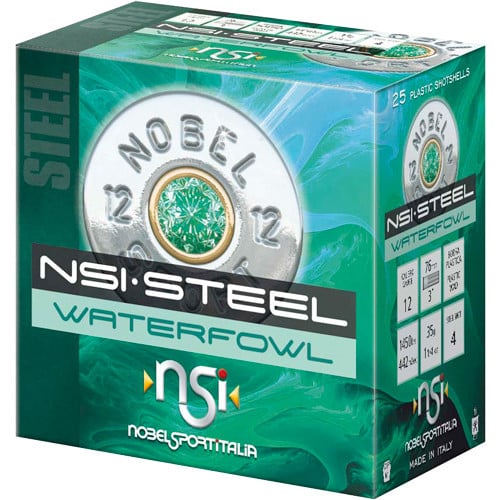 NOBEL AMMO 12Ga 3" Steel Waterfowl 4Shot 1-1/4oz 25rd for sale at KYGUNCO.