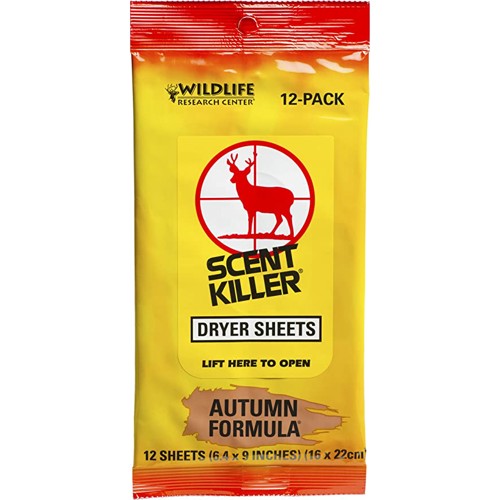 WILDLIFE RESEARCH Scent Killer Autumn Formula Dryer Sheets 12 Pack for sale at KYGUNCO.