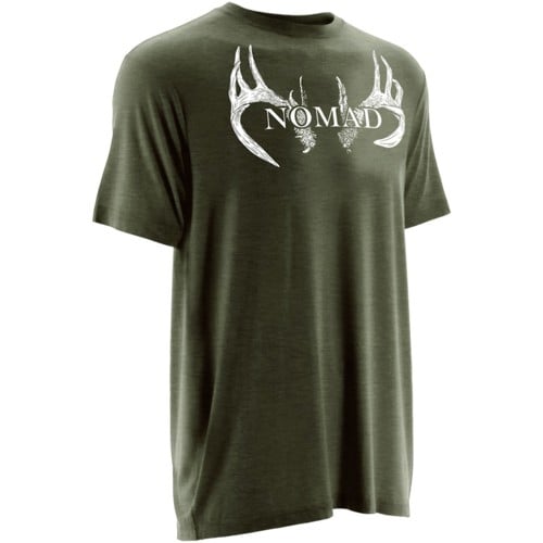 NOMAD CLOTHING Deer Antlers Tee Short Sleeve Heather Green for sale at KYGUNCO.