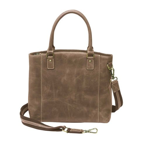 GUN TOTE'N MAMAS Distressed Buffalo Leather Town Tote Brown for sale at KYGUNCO.