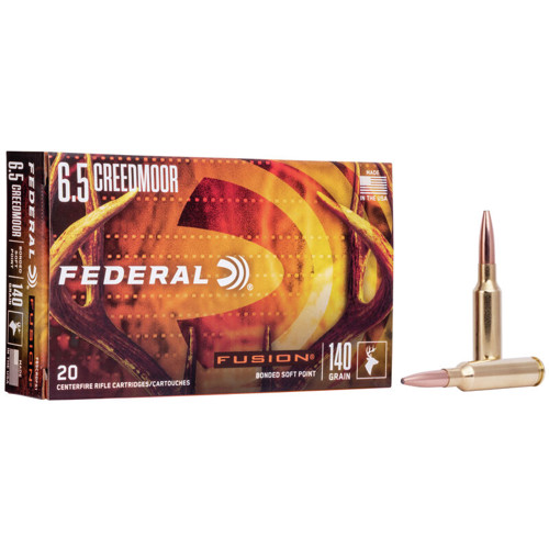 FEDERAL AMMO Fusion 6.5 Creedmoor 140gr Bonded Soft Point Brass Rifle Ammunition | 20 Rounds for sale at KYGUNCO.