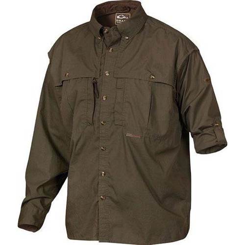 DRAKE Cotton Wingshooters Long Sleeve Shirt Olive for sale at KYGUNCO.