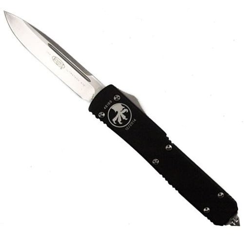 MICROTECH KNIVES Ultratech AUTO OTF Knife 3.46" Drop Point Blade w/ Black Aluminum Handles for sale at KYGUNCO.