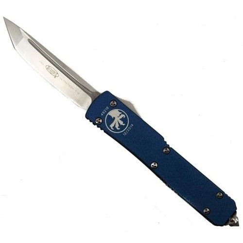 MICROTECH KNIVES Blue Ultratech OTF Knife, Satin Tanto Blade for sale at KYGUNCO.