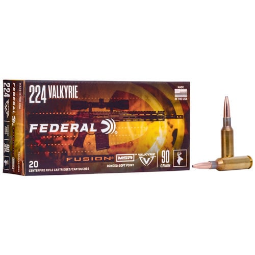 FEDERAL AMMO Fusion MSR 224 Valkyrie 90 gr Bonded Soft Point Ammunition | 20 Rounds for sale at KYGUNCO.