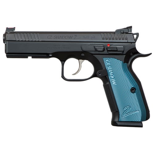 CZ-USA Shadow 2 9mm 4.9" 17rd Pistol - Black w/ Blue Grips for sale at KYGUNCO.