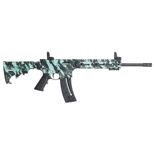 SMITH & WESSON M&P15-22 Sport 22 LR 16.5" 25rd Semi-Auto Rifle - Black / Robins Egg Blue Camo for sale at KYGUNCO.