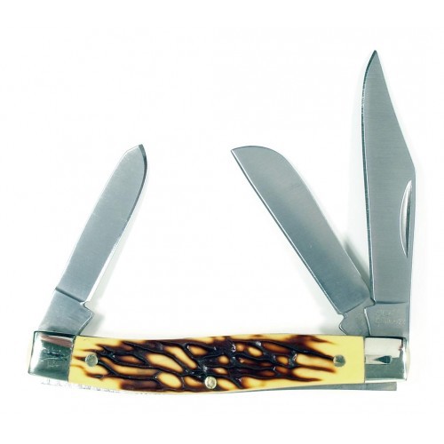 RUKO Classic 3 Blade Stockman Folding Knife Deer Horn for sale at KYGUNCO.
