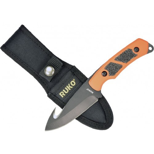 RUKO Gut Hook Skinning 3.5"  Fixed Knife Blaze Orange for sale at KYGUNCO.