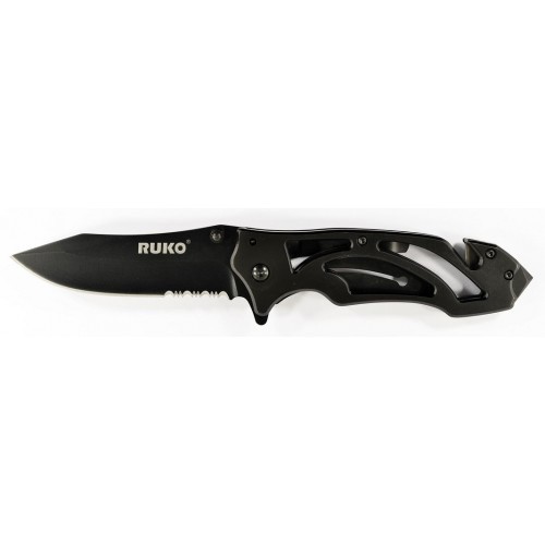 RUKO Rescue Folding Knife 3-3/8" Serrated Drop Point for sale at KYGUNCO.
