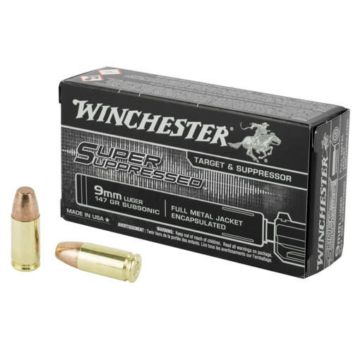 WINCHESTER Super Suppressed 9mm 147gr FMJ Ammunition | 50 Rounds for sale at KYGUNCO.