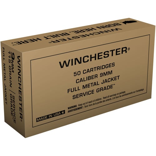 WINCHESTER Service Grade 9mm 115gr FMJ Ammunition | 50 Rounds for sale at KYGUNCO.