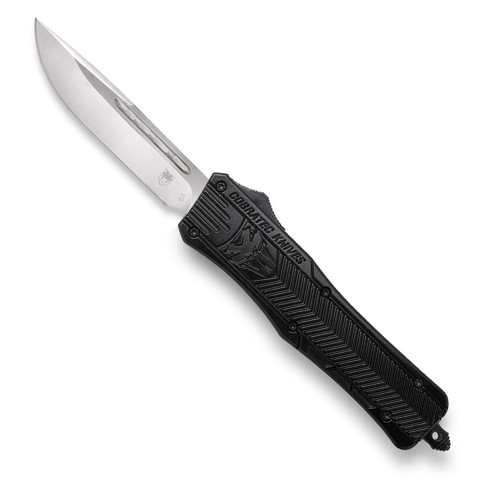 COBRATEC Medium CTK-1 AUTO OTF Knife 3" Drop Point Blade w/ Black Aluminum Handles for sale at KYGUNCO.
