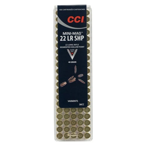 CCI Mini-Mag High Velocity 22LR 40gr Segmented Hollow Point Ammunition | 100 Rounds