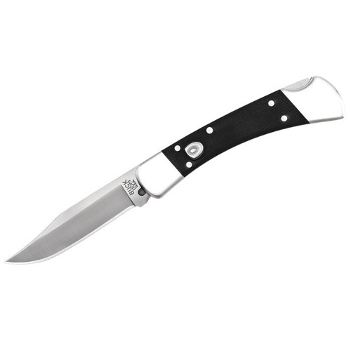 BUCK KNIVES 110 AUTO Folding Knife 3.75" Clip Point Blade + Black G10 Handles with Silver Bolsters for sale at KYGUNCO.