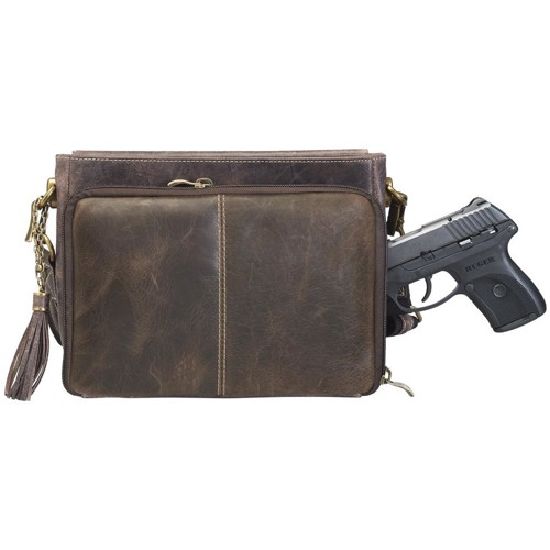 GUN TOTE'N MAMAS Buffalo Leather Clutch, RFID -Brown for sale at KYGUNCO.