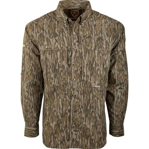 DRAKE Long Sleeve Mesh Back Flyweight Shirt Bottomland for sale at KYGUNCO.