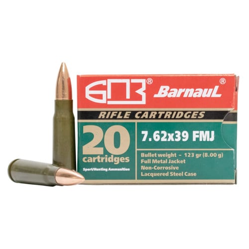 BARNAUL AMMO 7.62x39 Full Metal Jacket 123Gr Steel Case 20rd for sale at KYGUNCO.