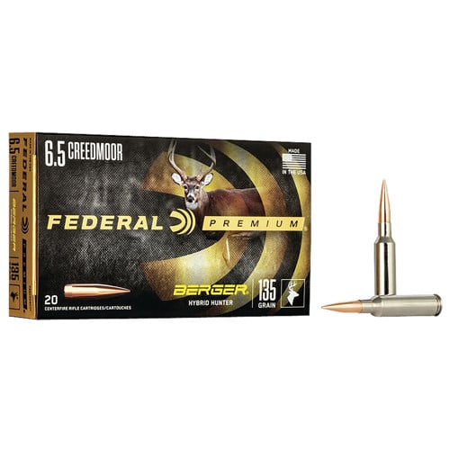 FEDERAL AMMO Premium 6.5 Creedmoor 135gr Berger Hybrid Hunter Ammunition | 20 Rounds for sale at KYGUNCO.