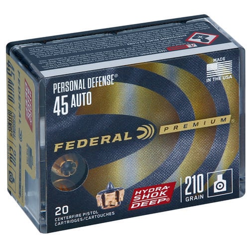 FEDERAL AMMO Hydra-Shok Deep 45ACP 210gr Hollow Point Ammunition | 20 Rounds for sale at KYGUNCO.