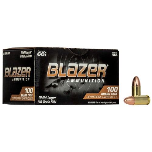 BLAZER AMMO 9mm 115 Grain 1145 FPS - 100 Rounds for sale at KYGUNCO.