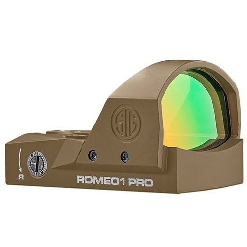 SIG SAUER Romeo1Pro 6 MOA 1.0 MOA Red Dot Steel Shroud FDE for sale at KYGUNCO.