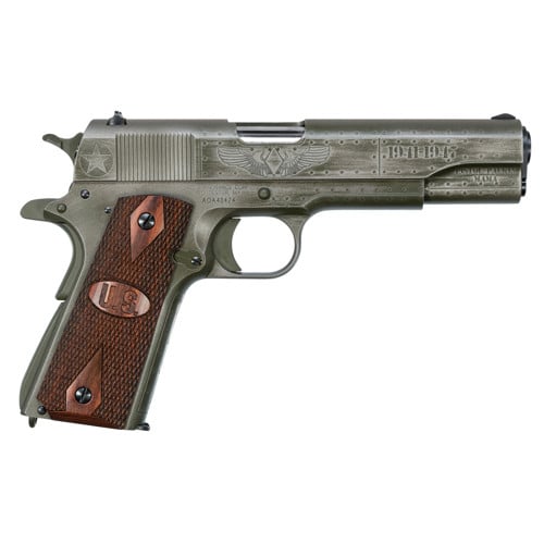 AUTO-ORDNANCE 1911 45 ACP Single 5" 7rd Checkered Wood w/US Logo for sale at KYGUNCO.