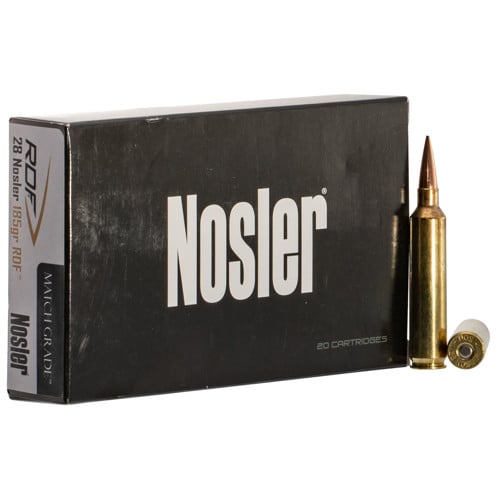 NOSLER Match Grade 28 Nosler 185gr RDG Hollow Point Boat-Tail Ammunition | 20 Rounds for sale at KYGUNCO.