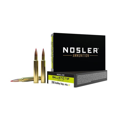 NOSLER Ballistic Tip 280 Ackley Improved 140gr Ammunition | 20 Rounds for sale at KYGUNCO.