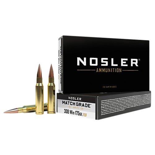 NOSLER Match Grade RDF 308 Win 175 gr Hollow Point Boat Tail Ammunition | 20 Rounds for sale at KYGUNCO.