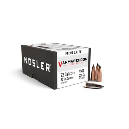 NOSLER Reloading Bullets Varmageddon 22 Caliber 53gr FB-Tipped Jacketed Lead Bullets | 250 Count for sale at KYGUNCO.