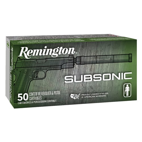 REMINGTON Subsonic 45ACP 230gr Flat Nose Enclosed Base Ammunition | 50 Rounds for sale at KYGUNCO.