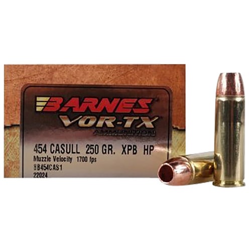 BARNES AMMO VOR-TX 454 Casull 250gr XPB Hollow Point Ammunition | 25 Rounds for sale at KYGUNCO.