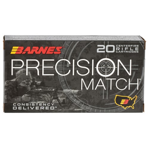 BARNES AMMO Precision Match 6.5 Creedmoor 140gr Open Tip Boat Tail Ammunition | 20 Rounds for sale at KYGUNCO.