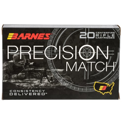 BARNES AMMO Precision Match 338 Lapua Mag 300gr Open Tip Boat Tail Ammunition | 20 Rounds for sale at KYGUNCO.