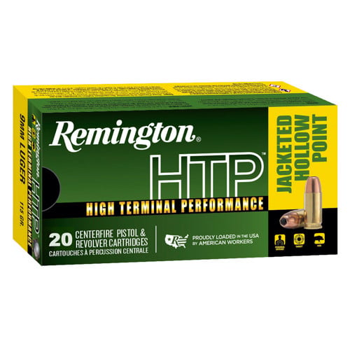 REMINGTON HTP 9mm 115gr Jacketed Hollow Point Ammunition | 20 Rounds for sale at KYGUNCO.