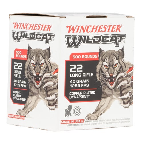 WINCHESTER Wildcat 22 LR 40 gr Copper Plated DynaPoint Ammunition | 500 Rounds for sale at KYGUNCO.