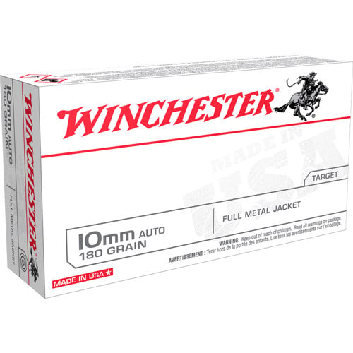 WINCHESTER USA 10mm Auto 180 gr Full Metal Jacket Flat Nose Ammunition | 50 Rounds for sale at KYGUNCO.