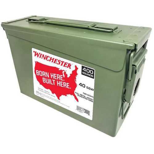 WINCHESTER USA Ammo Can 40 S&W 165Gr Full-Metal Jacket Brass Ammunition | 400 Round for sale at KYGUNCO.