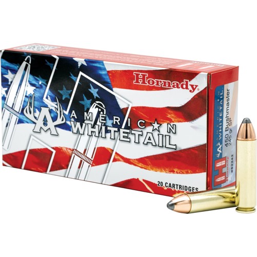 HORNADY American Whitetail 450 Bushmaster 245gr Interlock Brass Ammunition | 20 Rounds for sale at KYGUNCO.