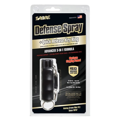 SABRE Max Strength Pepper Spray Black Flip Top Keychain for sale at KYGUNCO.