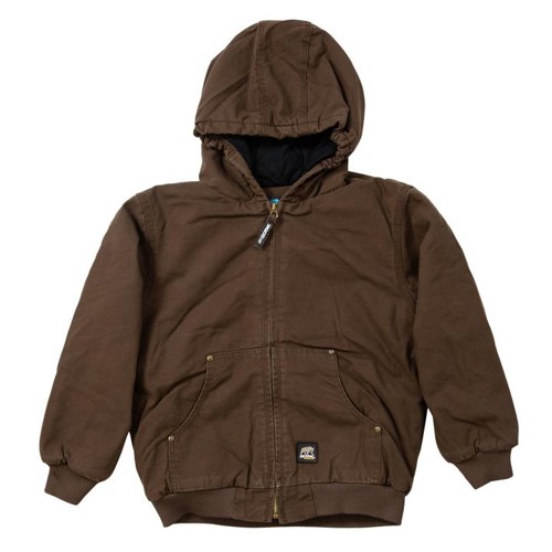 BERNE WORKWEAR Youth Washed Hooded Jacket Bark for sale at KYGUNCO.