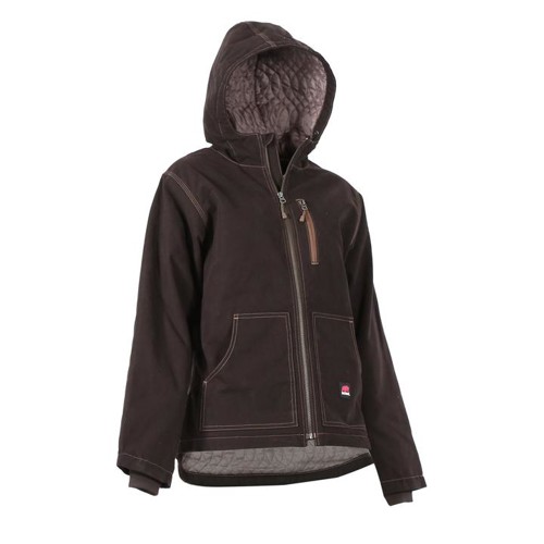 BERNE WORKWEAR Ladies Quilt Lined Hooded Jacket Dark Brown Plus for sale at KYGUNCO.