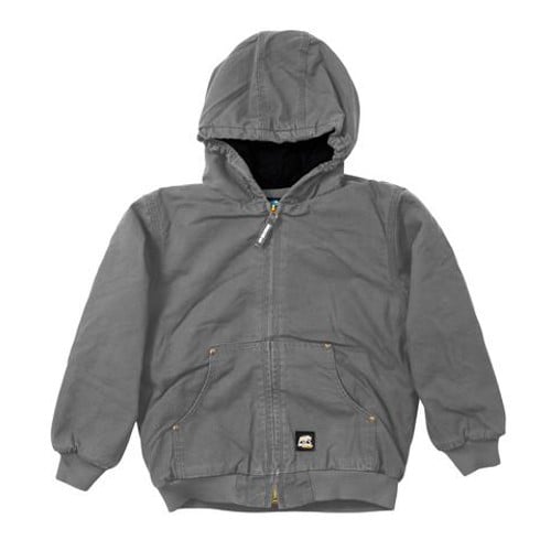BERNE WORKWEAR Youth Washed Hooded Jacket Titanium for sale at KYGUNCO.