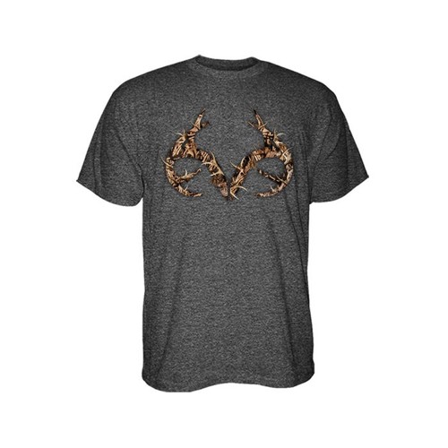 REALTREE OUTFITTERS Shed Antler Short Sleeve Tee - Charcoal Heather for sale at KYGUNCO.