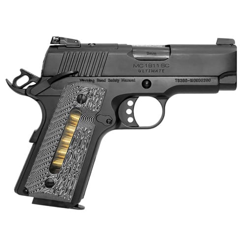 EAA Girsan MC1911SC Ultimate Officer 9mm 3.4" 7rd Pistol - Black w/ G10 Window Grips for sale at KYGUNCO.