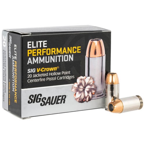 SIG SAUER Elite Defense 45 ACP 200 gr V Crown Jacketed Hollow Point Ammunition | 20 Rounds for sale at KYGUNCO.
