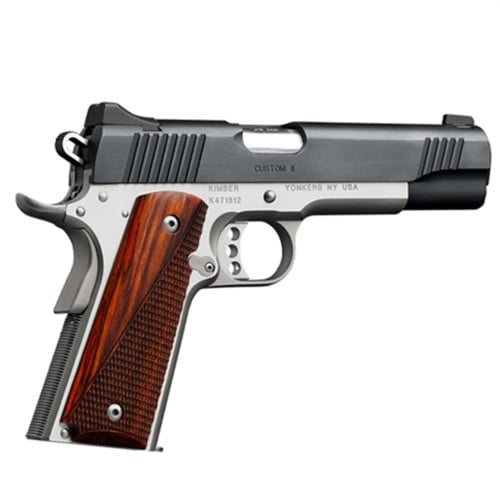 KIMBER CUSTOM II 1911 45ACP 5" 7rd Pistol w/ Laser Grips - Two-Tone / Rosewood for sale at KYGUNCO.