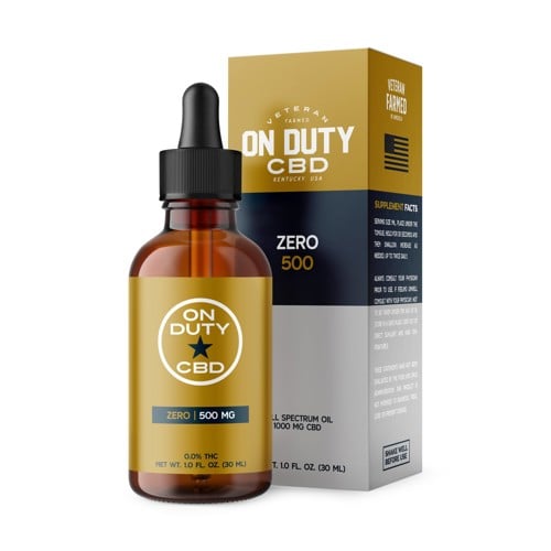 ON DUTY CBD Zero Full Spectrum CBD Oil 500 mg 1 fl oz for sale at KYGUNCO.